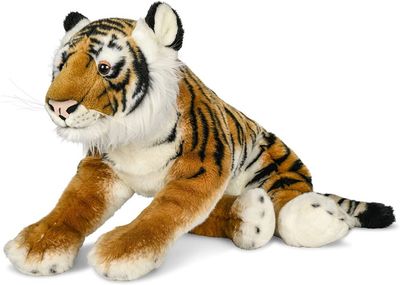Uni-Toys Tiger Plüschtier XXL liegend 75 cm lang orange schwarz gestreiftes Fell naturgetreue Großkatze Stofftier