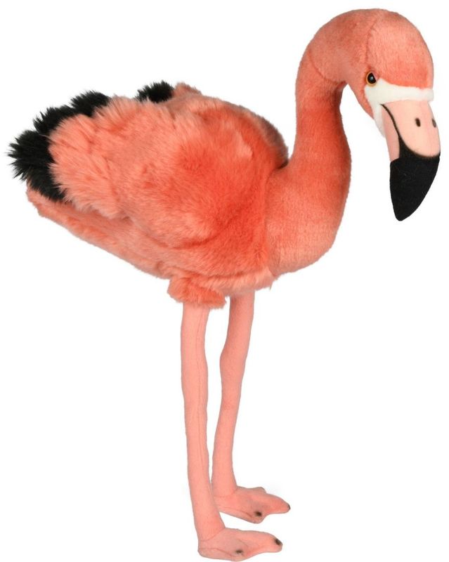 Flamingo - Uni-Toys Uni-Toys Flamingo Plüschtier stehend leuchtend pinkes weiches Gefieder geschwungener Schnabel grazile lange Beine Deko