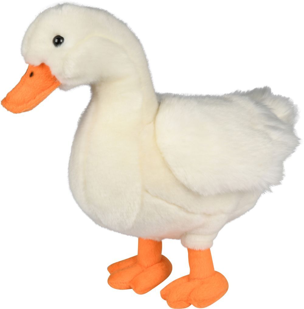 Gans - Uni-Toys Uni-Toys Gans Plüschtier weißes Gefieder orangefarbener Schnabel Paddelfüße 32 cm groß stehendes Stofftier Hausgans