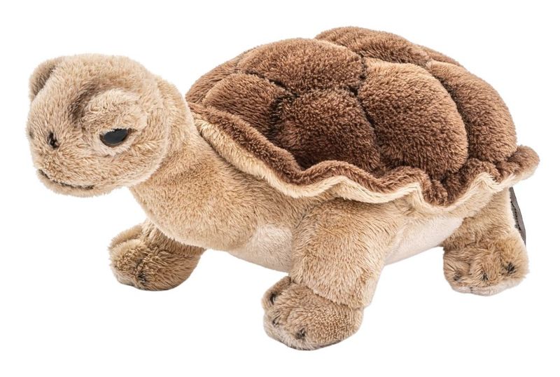 Schildkröte - Uni-Toys Uni-Toys Landschildkröte Plüschtier braun grün gemusterter weicher Panzer drolliger Kopf breite Tatzen Knopfaugen Stofftier