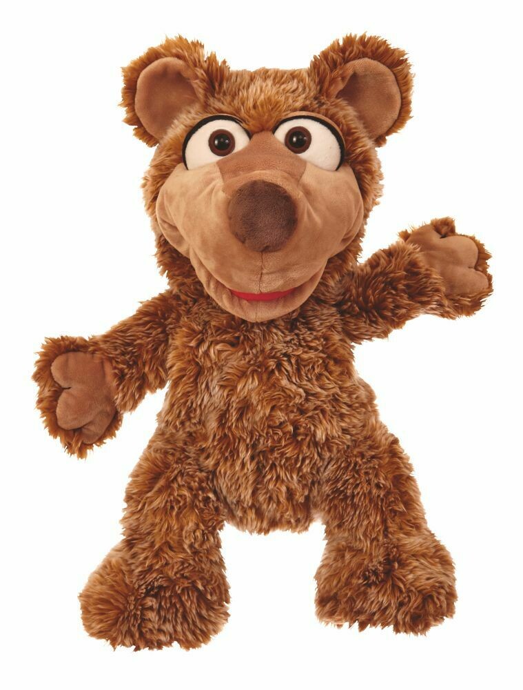 Kito Bär - Living Puppets Kito, braune Bär Handpuppe mit bespielbarem Klappmaul von Living Puppets, 45 cm, kuschelig und witzig, Ansicht von vorne