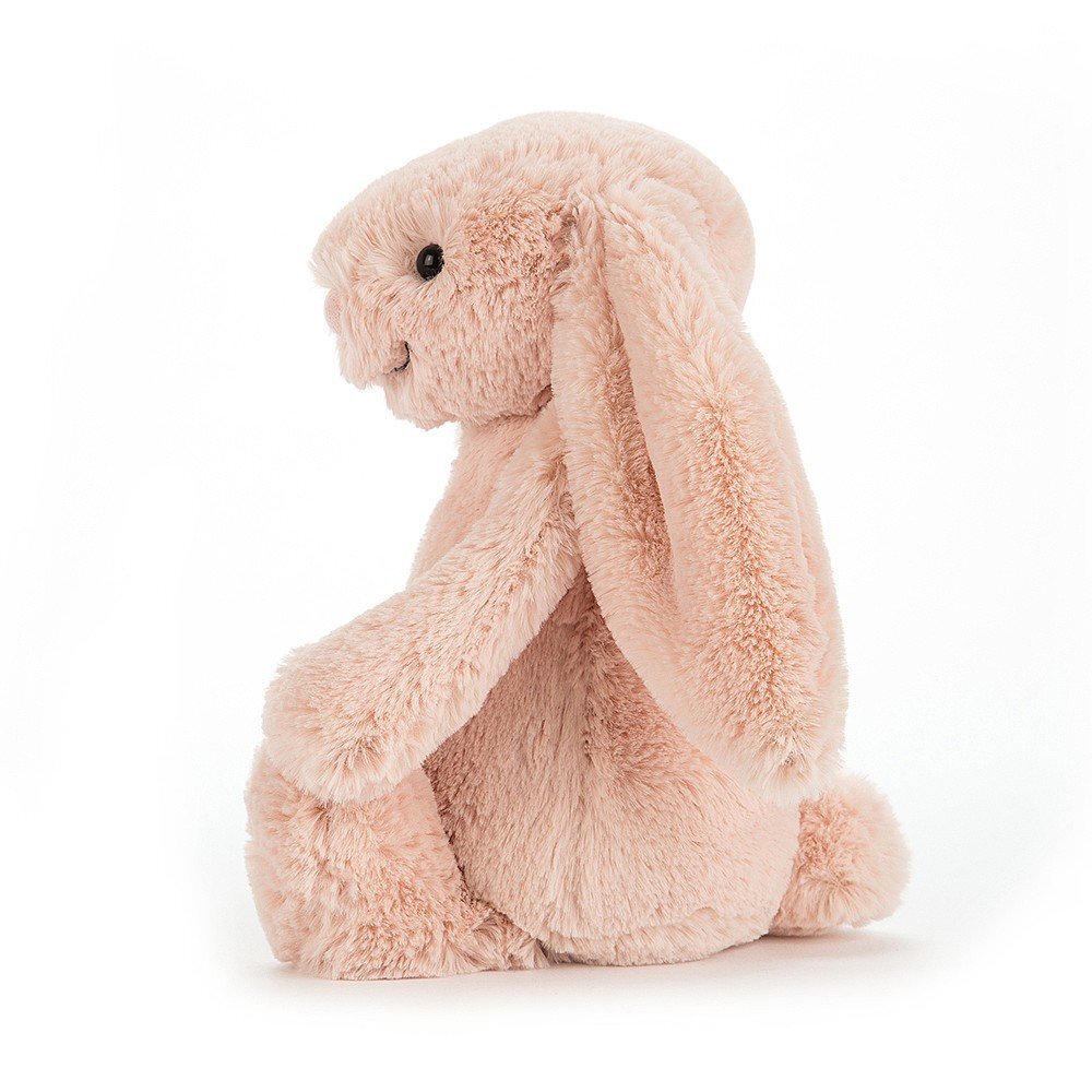 Jellycat Bashful Blush Bunny rosa Plüschhase mit langen Schlappohren und zartrosa Stupsnase