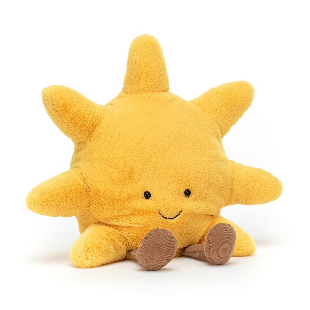 Sonne Amuseable Sun - Amuseable Objects Jellycat Amuseable Sonne aus strahlend gelbem samtweichem Plüsch mit fröhlichem Lächeln, weichen Sonnenstrahlen