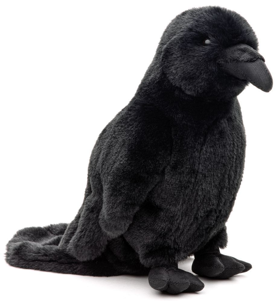 Rabe - Uni-Toys Schwarzer Rabe Plüschtier aus extrem weichem Fell mit gelbem Schnabel und kuscheligen Flügeln