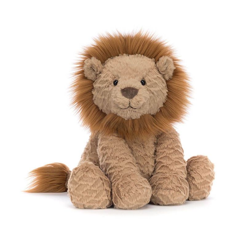 Löwe Lion Fuddlewuddle - Jungle & Safari Jellycat Fuddlewuddle Lion Kuscheltier mit wuscheliger Mähne und goldbraunem Plüschfell, von vorne