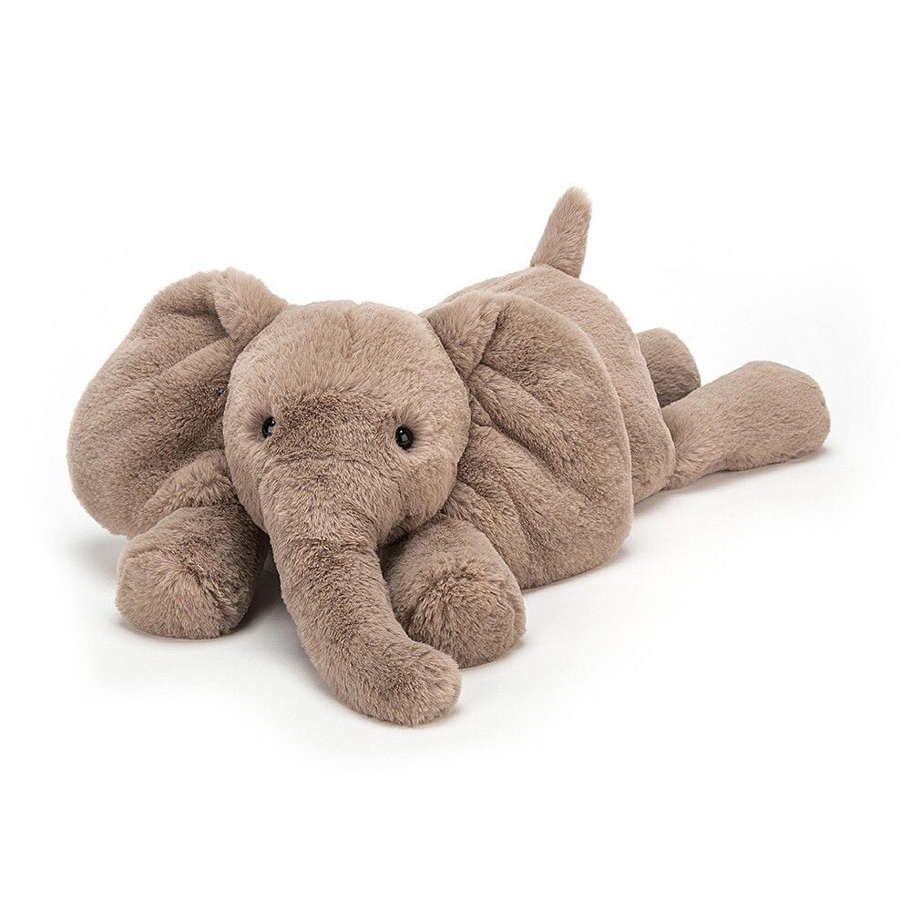 Elefant Smudge Elephant Medium - Jungle & Safari Jellycat Smudge Elephant Medium silbergrauer samtweicher Plüsch Elefant liegend mit Schlappohren und Rüssel