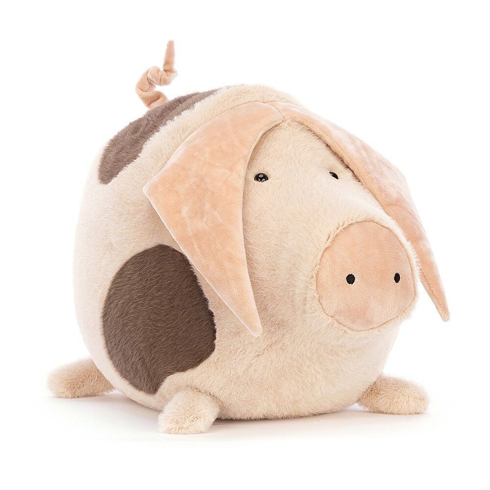 Jellycat Higgledy Schwein aus samtweichem rosa Plüsch mit drolligem Rüssel, kleinen Ohren und süßem Ringelschwänzchen