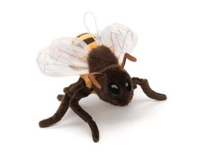 Uni-Toys Biene Plüschtier gelb schwarzes Stofftier Insekt mit weichen Stoffflügeln und Fühlern knuffiges Kuscheltier