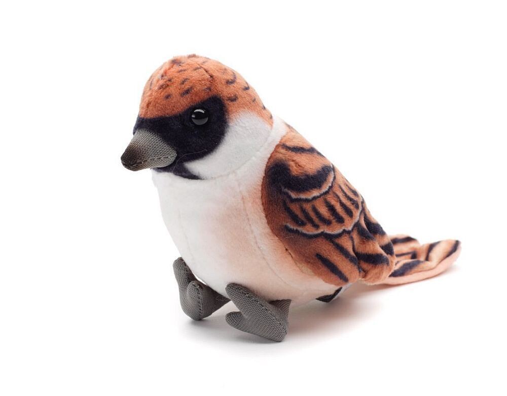 Spatz - Uni-Toys Uni-Toys Spatz Sperling Plüschtier braun grauer Stofftier-Vogel naturgetreuer Gartenvogel weiches Kuscheltier