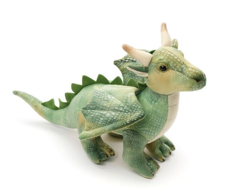 Uni-Toys Drache Plüschtier weiche Flügel Zacken auf dem Rücken kleine Hörner treue Knopfaugen Fabelwesen Stofftier Fantasy