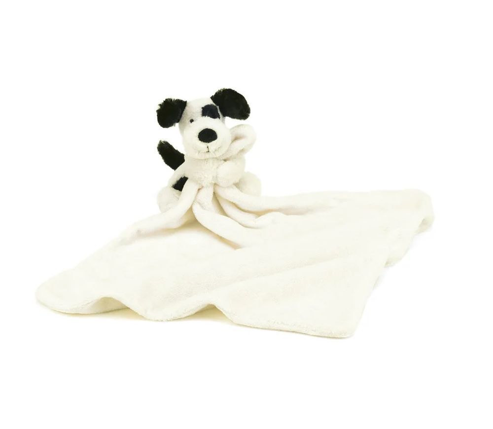 Schmusetuch Hund Bashful Puppy Black and Cream Soother - Jellycat Baby