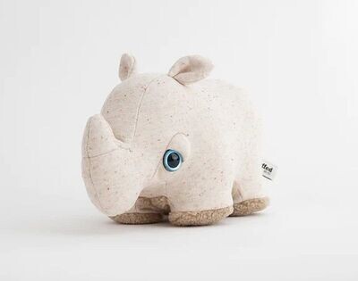 The Mini Rhino - BigStuffed Mini Savannah Rhino BigStuffed in Ivory, weiches Plüsch-Nashorn 25cm aus Baumwolle, Polyester und Leinen, Ansicht von vorne