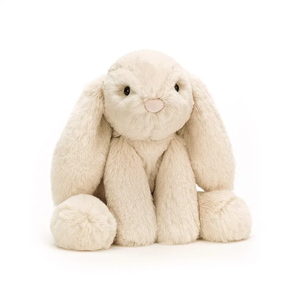 Jellycat Smudge Rabbit, Größe Medium, Schlenkerhase aus Plüsch mit schlenkernden Armen & Beinen, Hase liegend von vorne