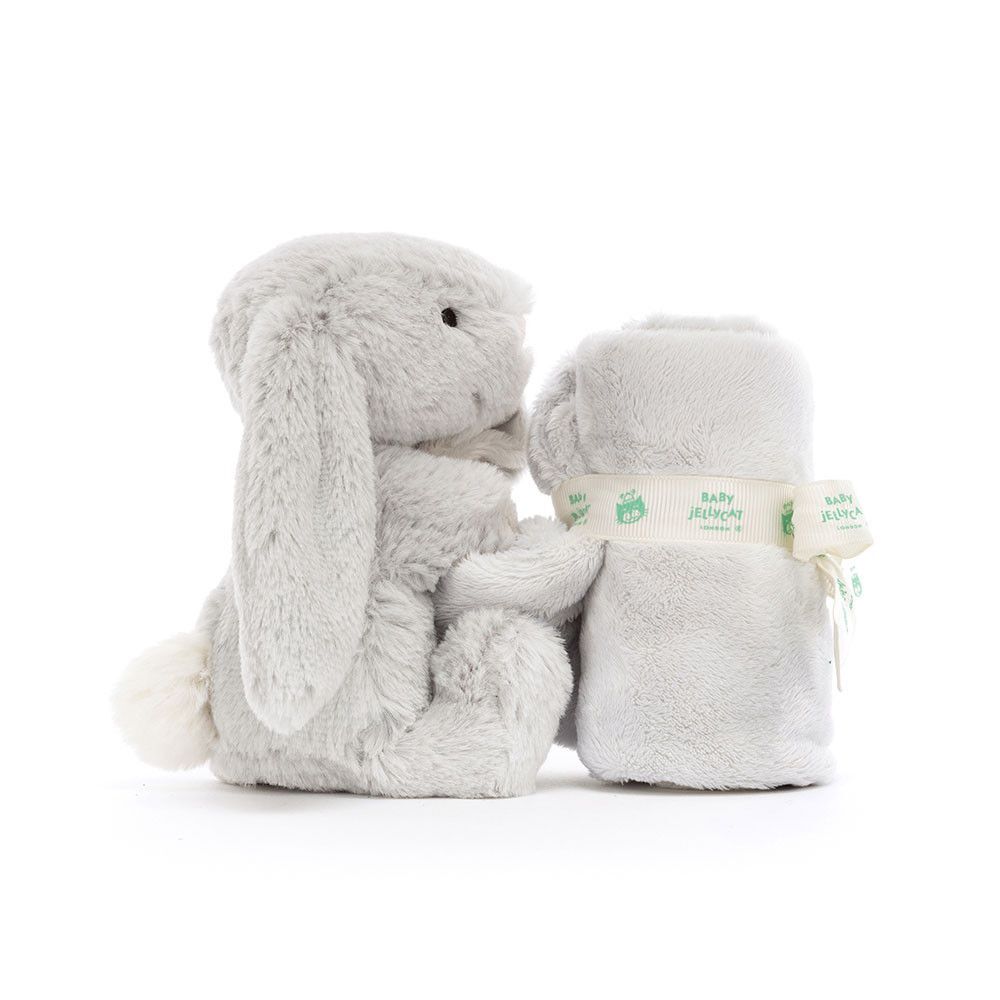 Jellycat Schmusetuch mit aufgesetztem Hasen Bashful Bunny aus daunenweichem Plüsch mit langen Schlappohren für Babys