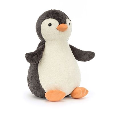 Pinguin Peanut Penguin - Winter Wonderland Peanut Penguin Really Big von Jellycat, extra großes, weiches Pinguin Plüschtier mit weißem Bäuchlein, Ansicht von vorne