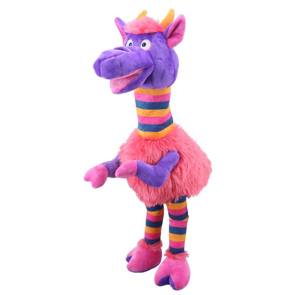Kuh Handpuppe - Striders The Puppet Company Handpuppe Bunte Kuh Codswallop 60 cm PC007202 extragroße Plüsch Handpuppe mit bunten Streifenbeinen