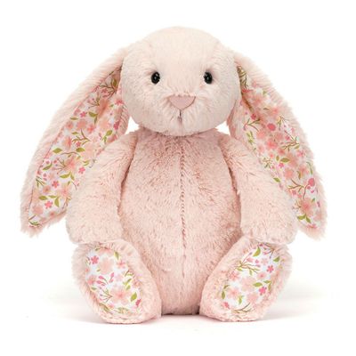 Hase Blush Cherry Bunny - Jellycat Blossom Bashful Bunnies Jellycat Kuschelhase Blossom Blush Cherry, 31cm, Frontansicht mit langen Ohren und weichem Fell