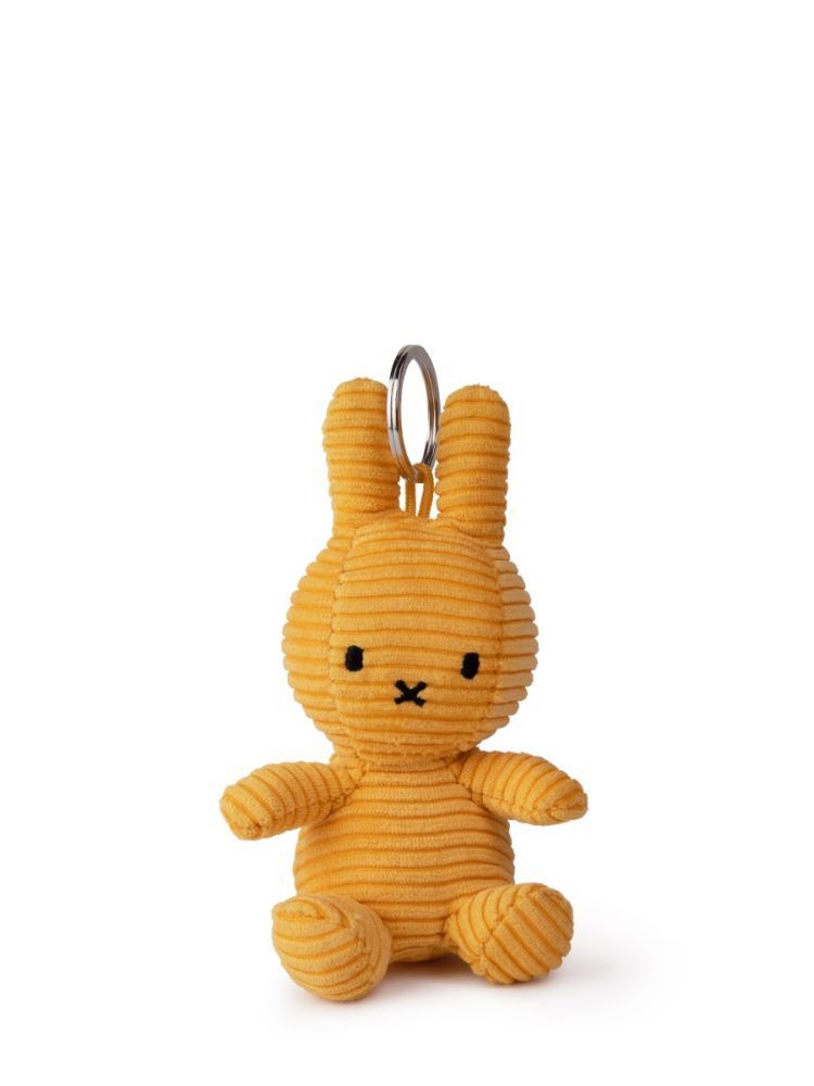 Kuscheltier Hase Schlüsselanhänger Miffy ECO Cord Gelb, 10 cm gross, nachhaltig
