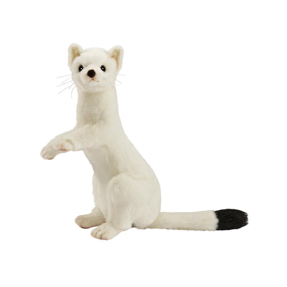Hermelin Weiß 28 cm – naturgetreues, stehendes Plüschtier mit weichem Fell