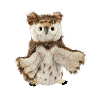 Eule Handpuppe - Hansa Creation Eule Handpuppe 34 cm – detailreich gestaltetes Stofftier mit flauschigem Gefieder