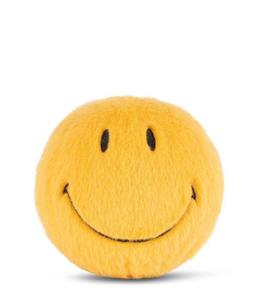 Smiley ECO Fuzzy Gelb - Bon Ton Toys Bon Ton Toys Smiley gelb 23 cm Durchmesser rundes Plüschkissen mit gesticktem Smiley Lächeln gelber Stoffsmiley
