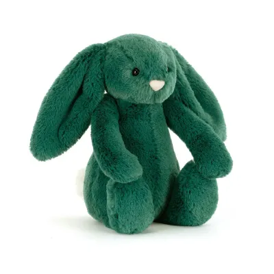 Hase Bashful Teal Bunny - Jellycat Bashful Bunnies Jellycat Bashful Teal Bunny Kuscheltier, 18cm, blau-grüner Plüschhase mit langen Schlappohren, Ansicht diagonal von vorne