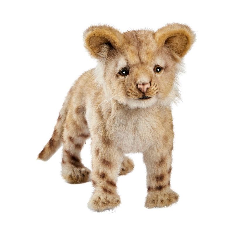 Löwe Baby Stehend von Hansa Creation, naturgetreue Plüschtier Raubkatze mit goldbraunem Fell, 40 cm groß, Ansicht von vorne