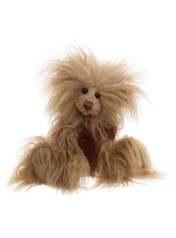 CHARLIE BEARS Tater Tot Charlie Bears Tater Tot Plüschbär, 30 cm, langfloriges, sandiges Plüschfell, voll beweglich, mit dunkelbrauner Organza-Schlei