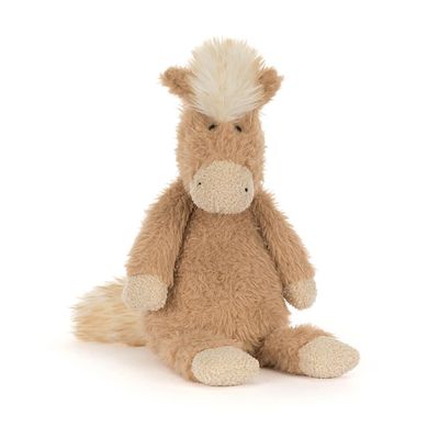 Jellycat Canterneigh Pony Kuscheltier mit weichem Fell und flauschiger Mähne, diagonale Ansicht