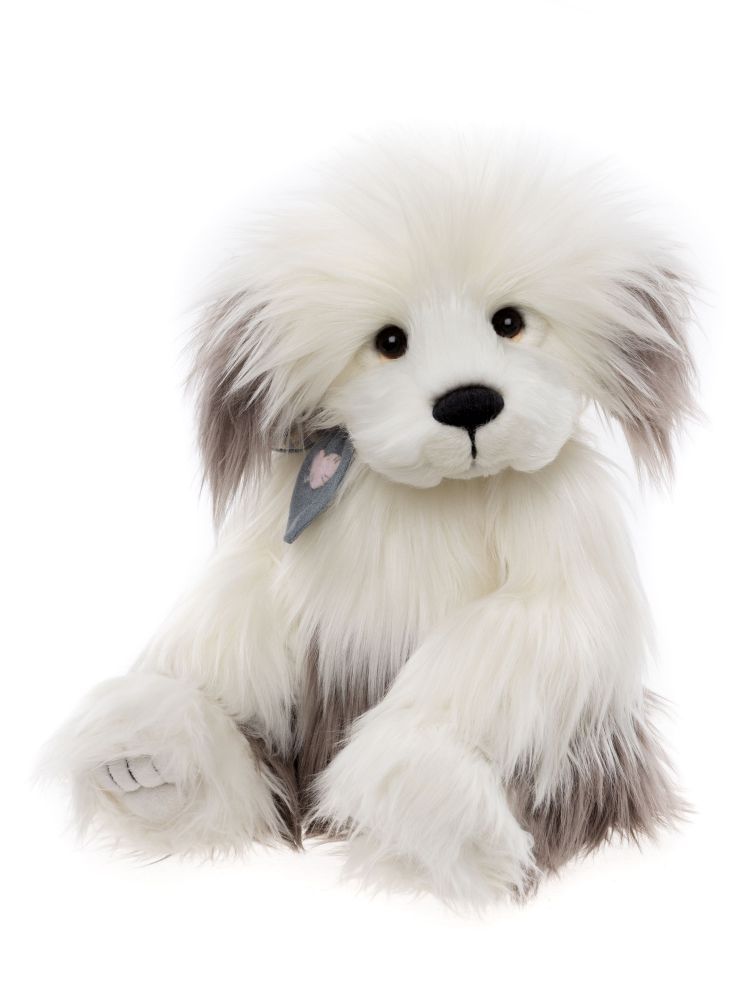 Charlie Bears Old Faithful Bobtail Hund grau weiß 46 cm CB252590 Kollektion 2025