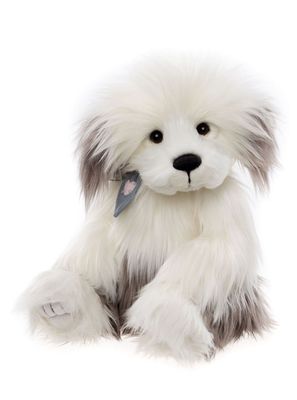Charlie Bears Old Faithful Bobtail Hund grau weiß 46 cm CB252590 Kollektion 2025