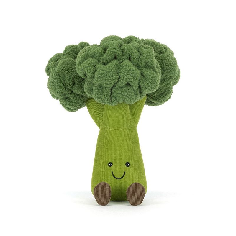 Brokkoli Amuseables Broccoli - Foodie Fun Jellycat Amuseables Broccoli, Kuscheltier grüner Brokkoli mit Gesicht, Ansicht von vorne