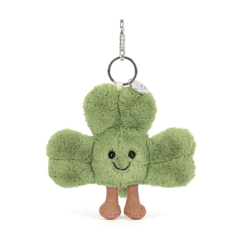 Jellycat Amuseables Siofra Shamrock Taschenanhänger, Kleeblatt Taschen- & Schüsselanhänger, Glücksbringer, Ansicht von vorne