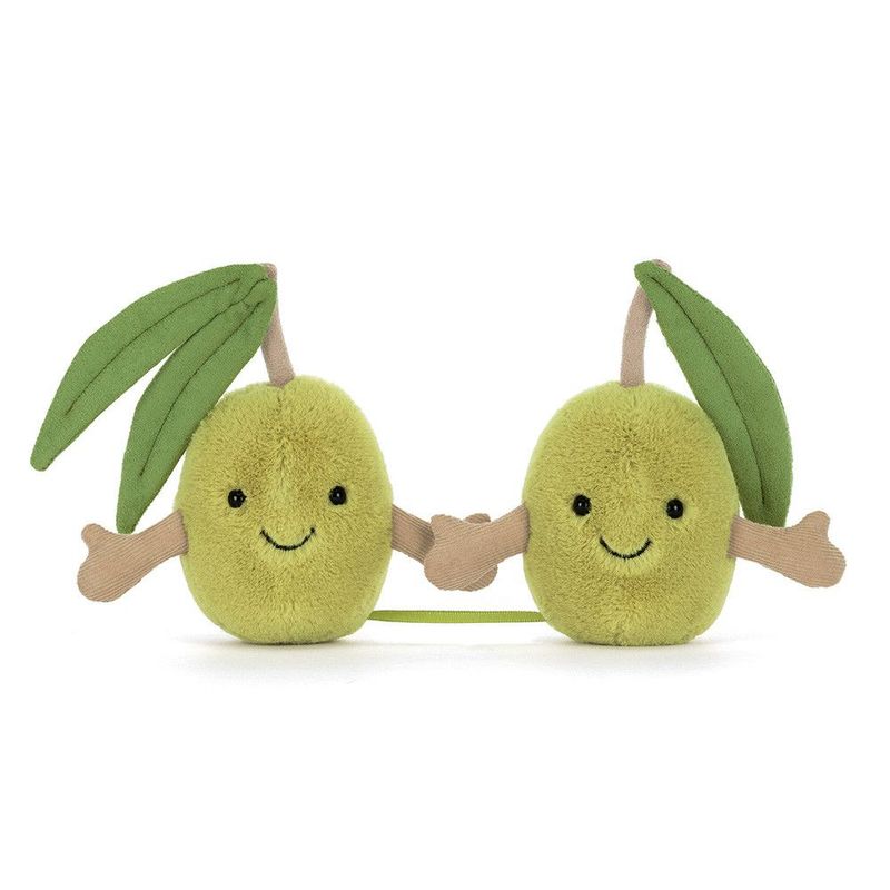 Oliven Amuseables Pair of Olives - Jellycat Food & Drink Jellycat Amuseable Olives A6OLI Plüsch Oliven Duo grün mit Klettverschluss Händen