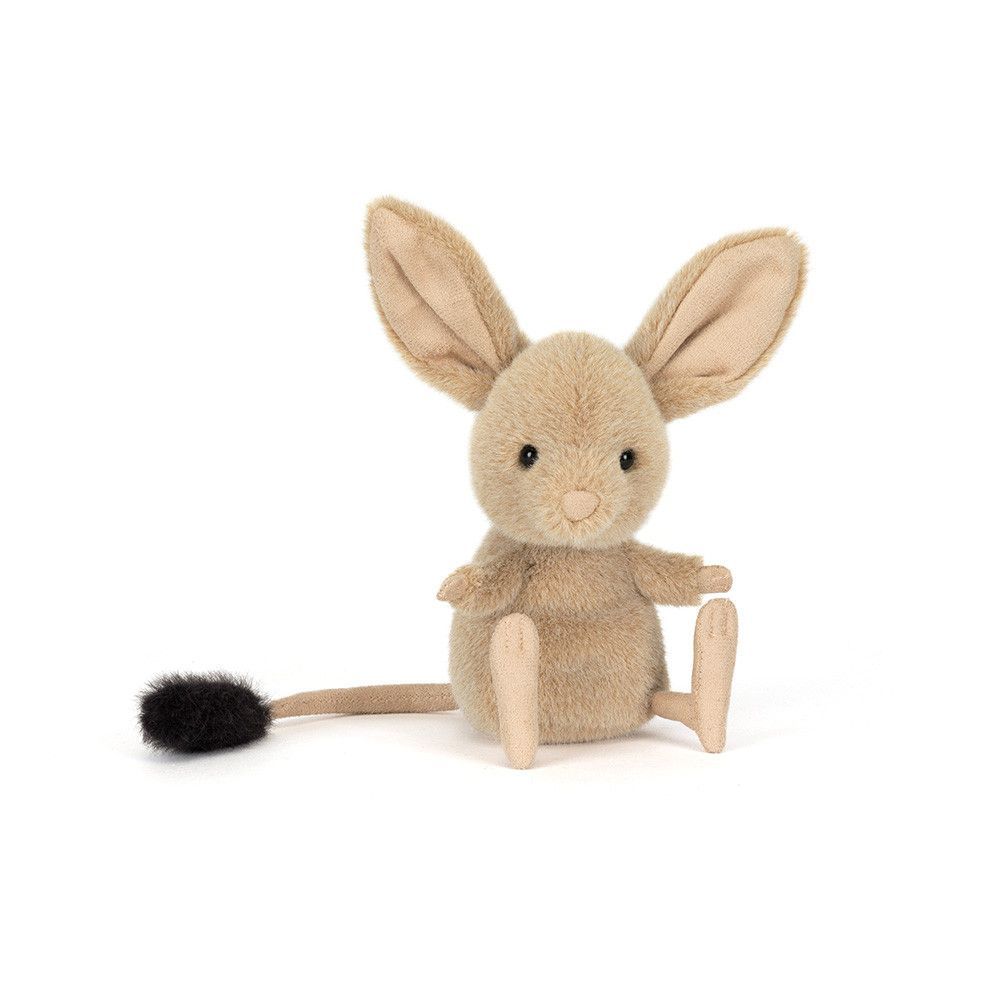 Jellycat Jerboa, Kuscheltier Springmaus, Beige, sitzend diagonal von vorne