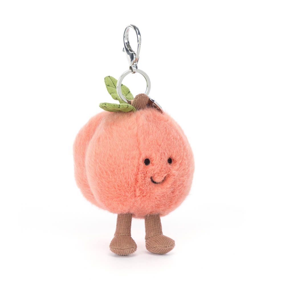 Pfirsich Amuseables Peach Taschenanhänger - Jellycat Bag Charms Jellycat Amuseable Pfirsich Taschenanhänger Plüsch Peach Charm mit silbernem Clip