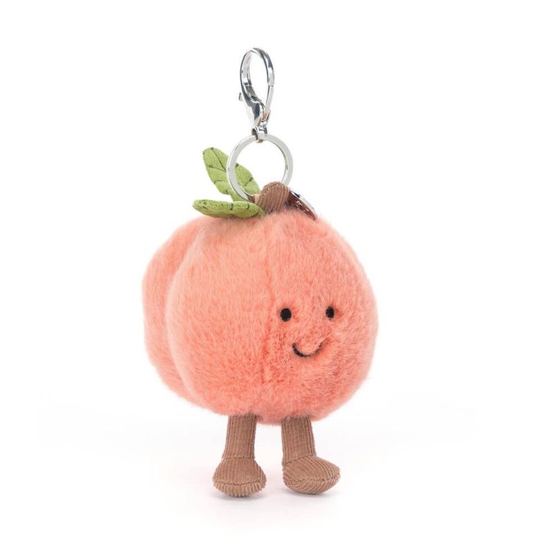 Jellycat Amuseable Pfirsich Taschenanhänger Plüsch Peach Charm mit silbernem Clip