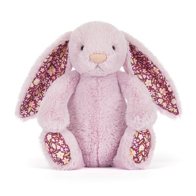 Jellycat Thistlepop Blossom Luxe Bunny, Medium (31cm), Kuschel-Hase mit Blumenmuster aus Plüsch in Lila, Ansicht von vorne