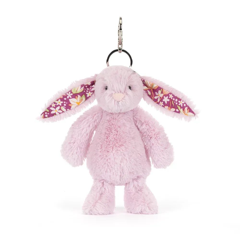 Jellycat Bashful Bunny Taschenanhänger kleiner Plüschhase mit silbernem Clip Vorderansicht