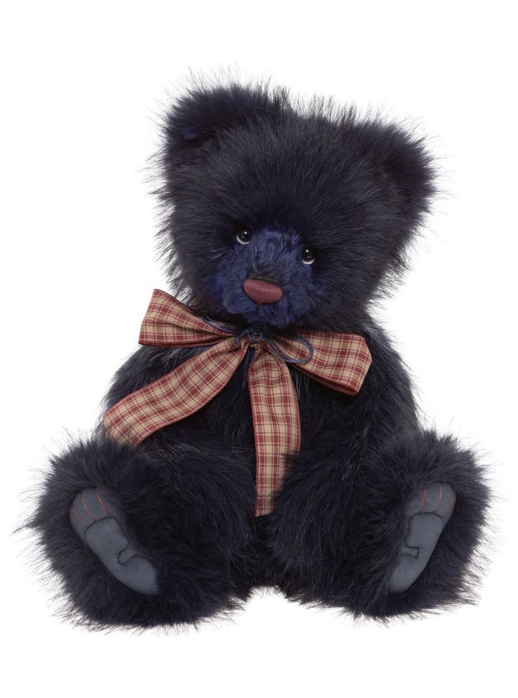 Charlie Bears Indigo Bär dunkelblau Plumo Kollektion 46 cm groß Schleife