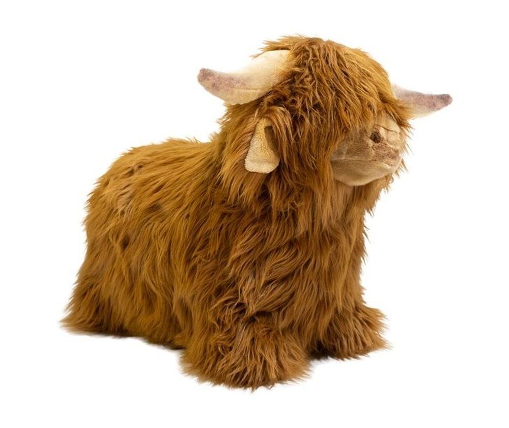 Wild & Soft Bouncy Hochlandrind braun zottelig Hüpftier Plüsch Überzug mit Pumpe Seitenansicht