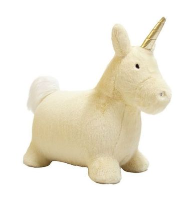 Hüpftier Soft Bouncies Einhorn - Wild & Soft Wild & Soft Bouncy Einhorn weiß Plüsch Hüpftier mit silbernem Horn und Pumpe seitlich