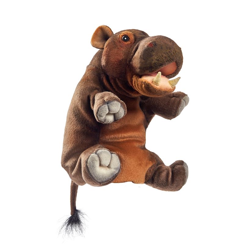 Hansa Creation Nilpferd Handpuppe grau weich naturnah Stofftier Flusspferd bespielbar