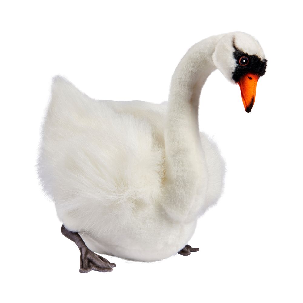 Hansa Creation Schwan weiß sitzend stolzer Hals naturnahes Plüschtier Wasservogel