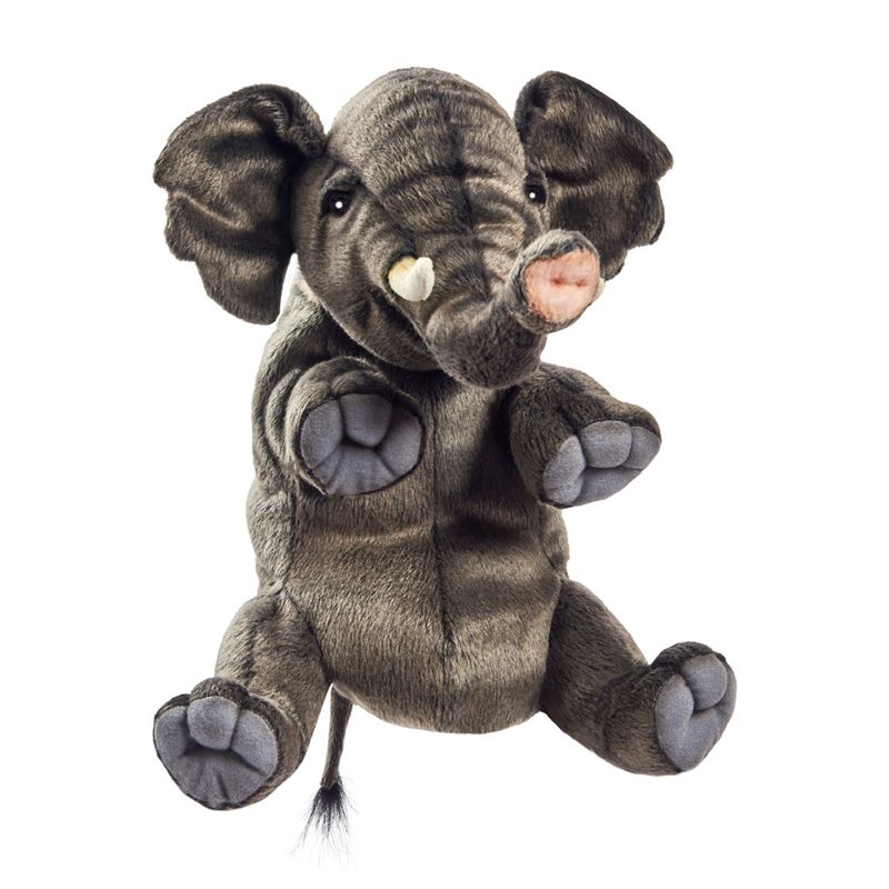 Hansa Creation Elefant Handpuppe grau große Ohren Plüschtier Safari bespielbar