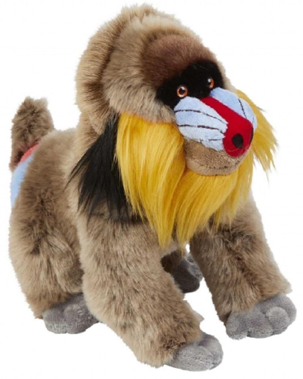 Ravensden Mandrill Affe sitzend buntes Gesicht blau rot gelber Bart Plüschtier 28 cm