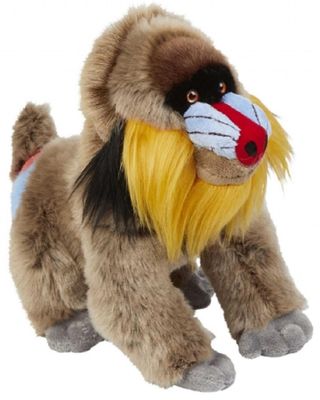 Ravensden Mandrill Affe sitzend buntes Gesicht blau rot gelber Bart Plüschtier 28 cm