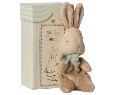 Maileg My First Bunny Hase beige 19 cm Geschenkbox Schleife Stofftier