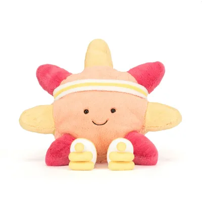 Sonne Roller Skates Amuseable Sun - Jellycat Amuseables Jellycat Amuseable Sonne gelb Plüschtier mit bunten Rollschuhen Roller Skates lächelnd