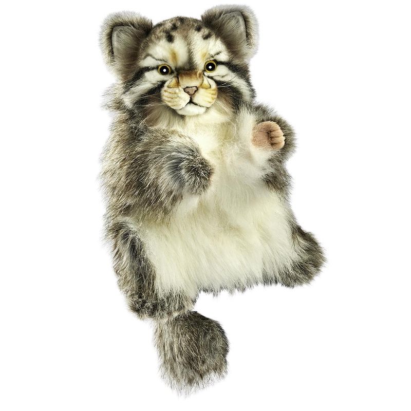 Pallas Katze Handpuppe - Hansa Creation Hansa Anima Handpuppe Pallas Katze Manul Wildkatze lebensecht dichtes graubraunes Fell mürrischer Blick
